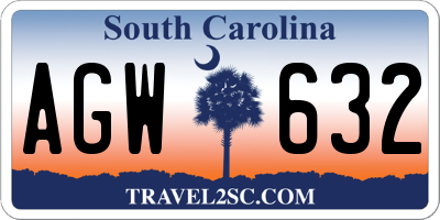 SC license plate AGW632