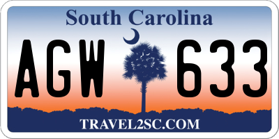 SC license plate AGW633