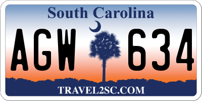 SC license plate AGW634