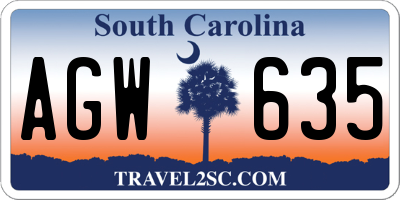 SC license plate AGW635