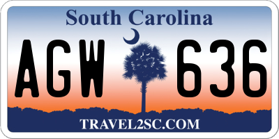 SC license plate AGW636