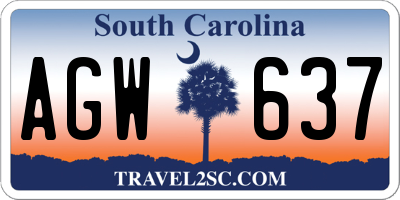 SC license plate AGW637