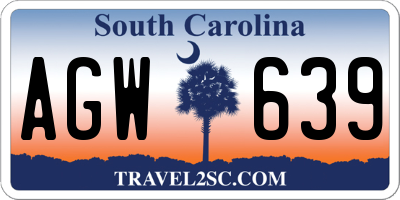 SC license plate AGW639