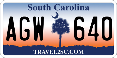 SC license plate AGW640
