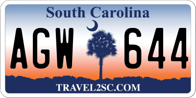 SC license plate AGW644