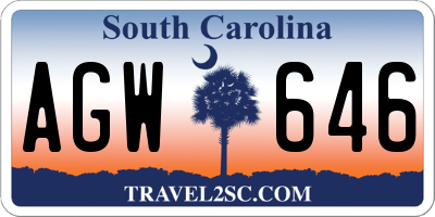 SC license plate AGW646