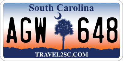 SC license plate AGW648