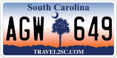 SC license plate AGW649