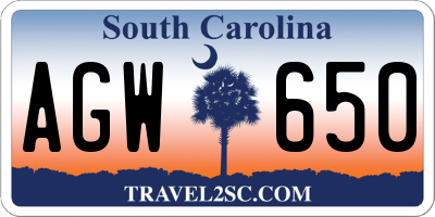 SC license plate AGW650