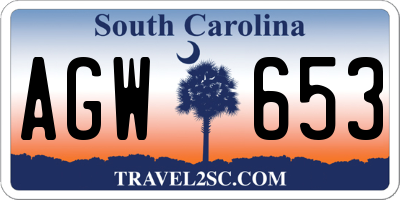 SC license plate AGW653