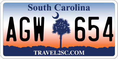 SC license plate AGW654