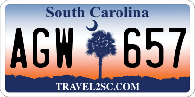 SC license plate AGW657