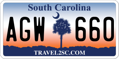 SC license plate AGW660