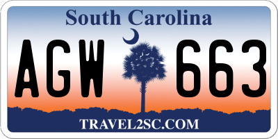 SC license plate AGW663