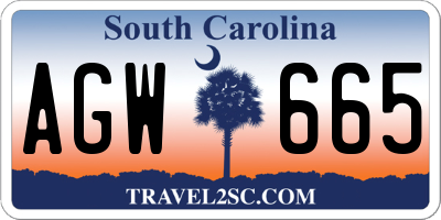 SC license plate AGW665
