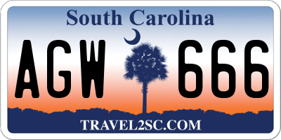 SC license plate AGW666