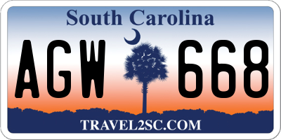 SC license plate AGW668