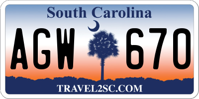 SC license plate AGW670