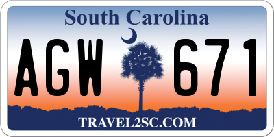 SC license plate AGW671