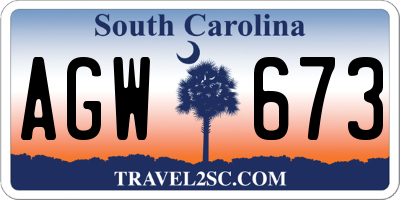 SC license plate AGW673