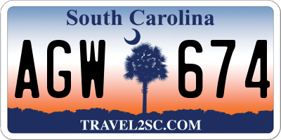 SC license plate AGW674