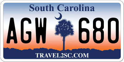 SC license plate AGW680