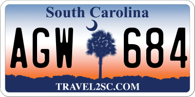 SC license plate AGW684