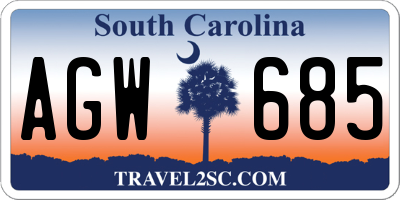SC license plate AGW685