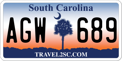 SC license plate AGW689