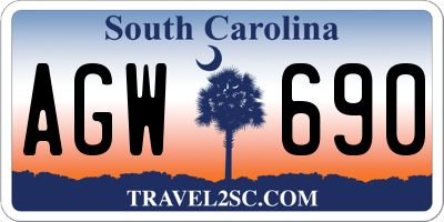 SC license plate AGW690