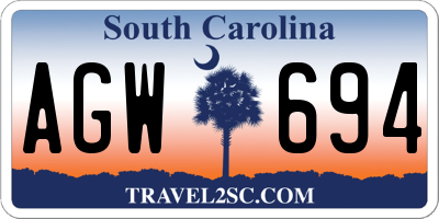 SC license plate AGW694
