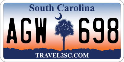 SC license plate AGW698