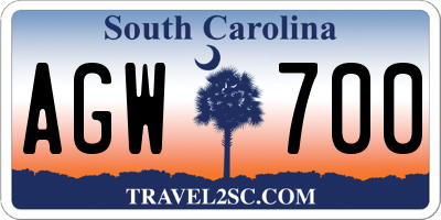 SC license plate AGW700