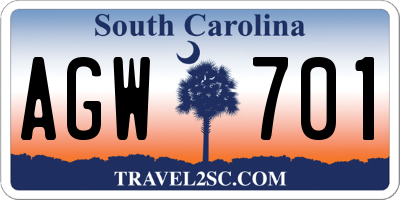 SC license plate AGW701