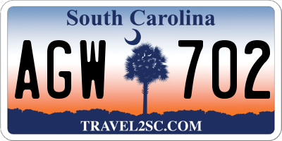 SC license plate AGW702