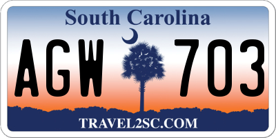 SC license plate AGW703