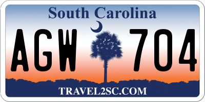 SC license plate AGW704