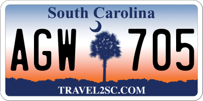 SC license plate AGW705