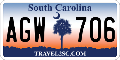 SC license plate AGW706