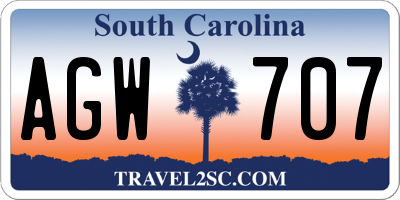 SC license plate AGW707