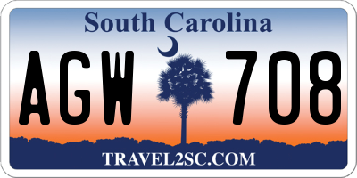 SC license plate AGW708