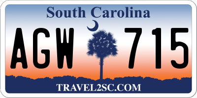 SC license plate AGW715