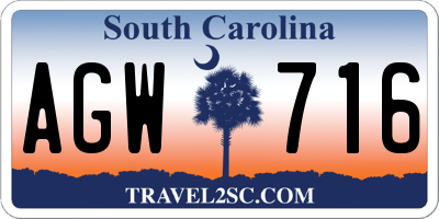 SC license plate AGW716
