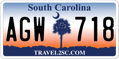 SC license plate AGW718