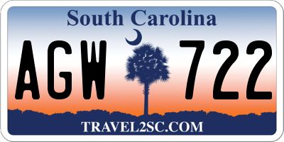 SC license plate AGW722