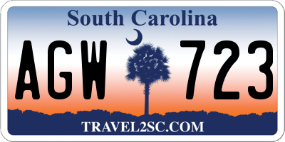 SC license plate AGW723