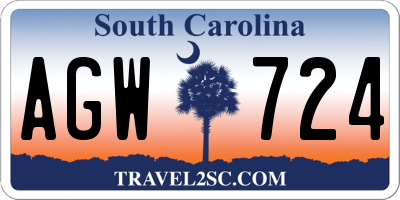 SC license plate AGW724