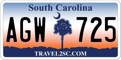 SC license plate AGW725