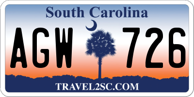 SC license plate AGW726