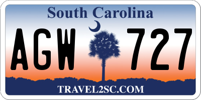 SC license plate AGW727